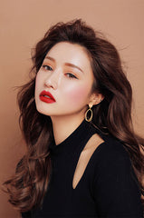 Oval matte hollow earrings -E733G