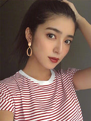 Oval matte hollow earrings -E733G