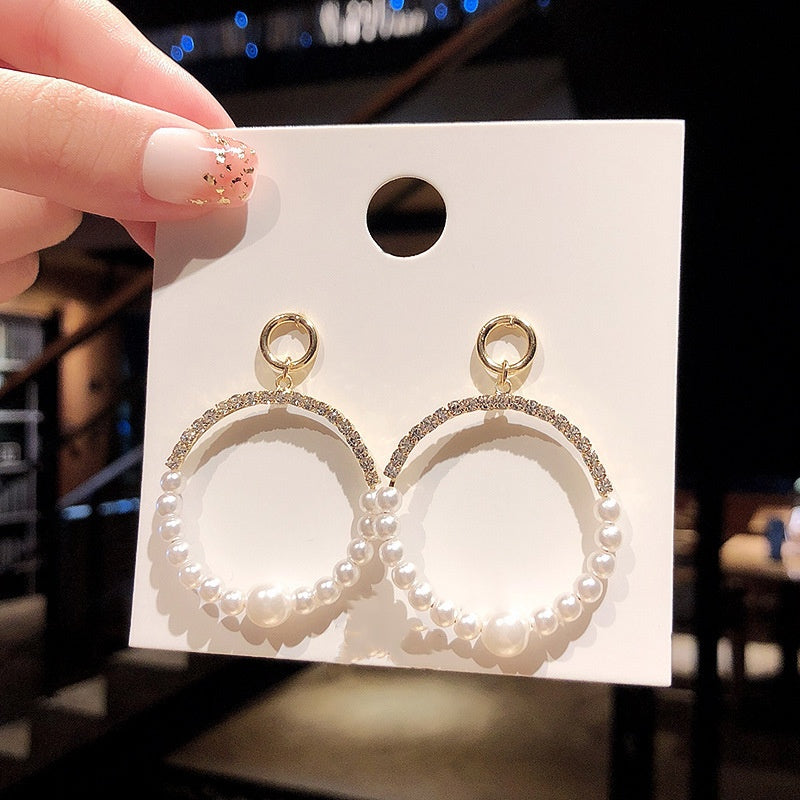 Exaggerated personality Large circle Pearl earrings -E1411G