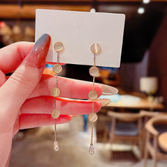 White Moonlight cat Eye Fringe earrings -E3315G