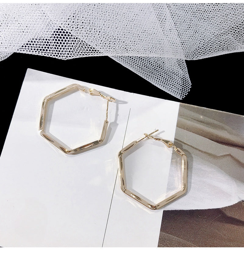 Colorful hexagonal geometric earrings -E893