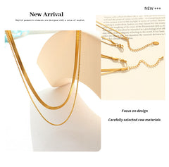 Hot 18K gold plated double snake bone chain -NE298G