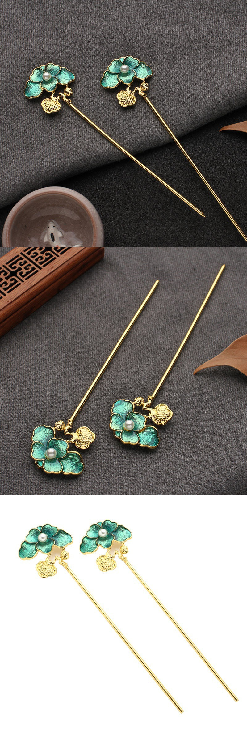 Light green lotus leaf Single hairpin -HA227