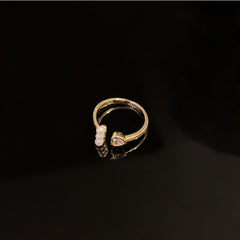 Heart Pearl Open Adjustable Ring Ring -J734G