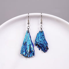 Natural black tourmaline electroplated blue earrings -20200816