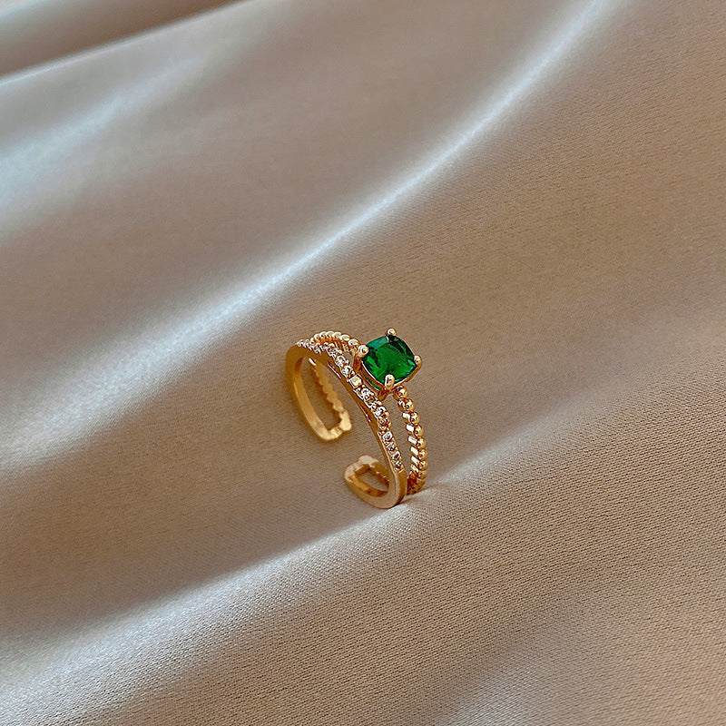 Gold emerald zircon ring -J199G