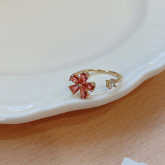 Pink Crystal Flower Ring -J634G