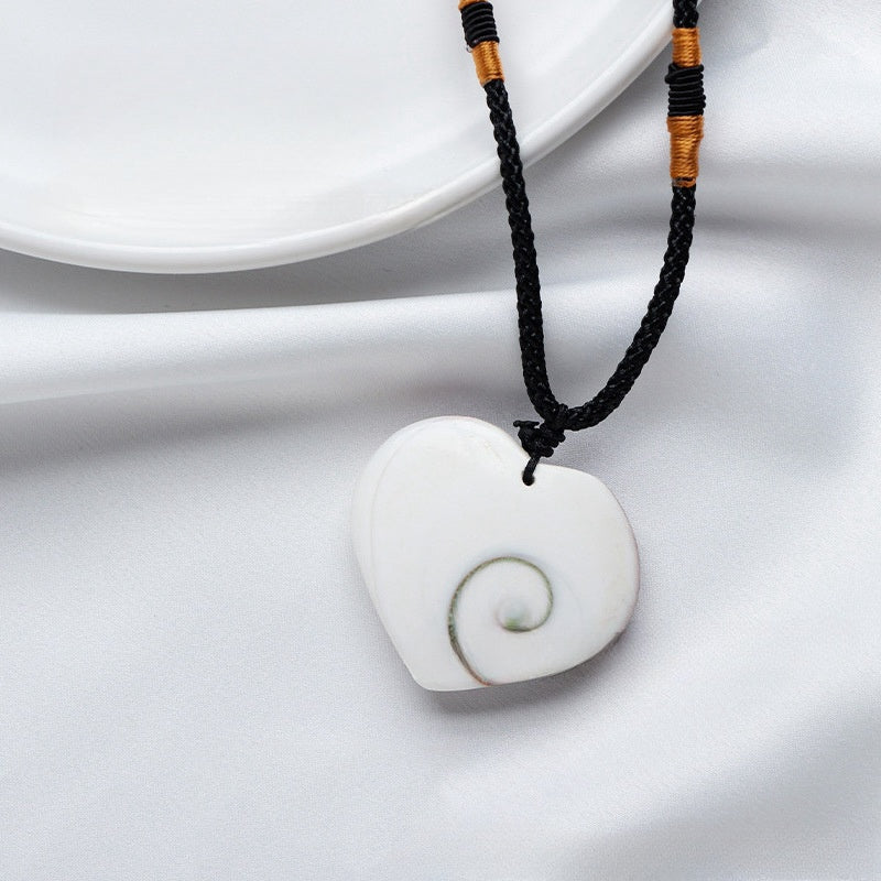 Natural Sun Shell 3cm Love necklace -20230509WHI