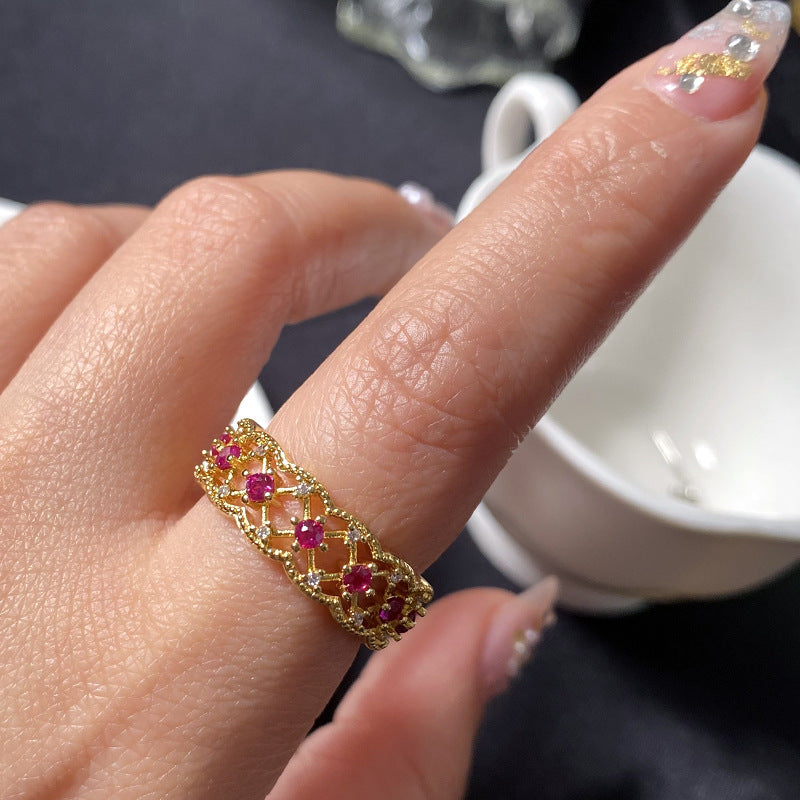 French Grosser lace 18K gold plated ring-JZ141R