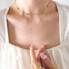 Korean sweet heart titanium steel gold-plated necklace -NE320G