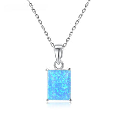 Blue Opal Pendant 925 Silver necklace -SN0142BL