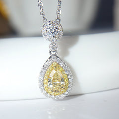 Water drop pear Yellow Diamond Necklace -D685