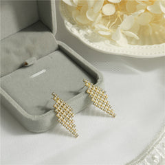 925 Silver needle fashion niche square stud earrings -LE005