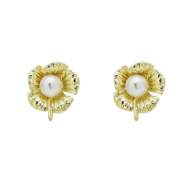 Exquisite gold camellia ear clips -MD025