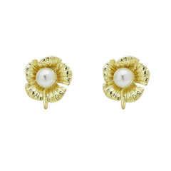 Exquisite gold camellia ear clips -MD025