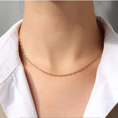 18K gold plated titanium steel water wave chain -NE290