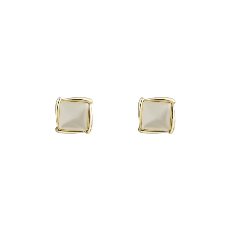 Small fragrance square opal 925 silver stud earrings -KE016