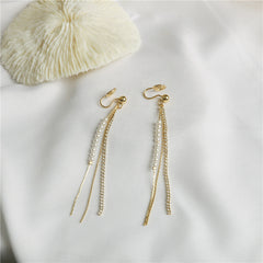 Light Luxury Pearl beaded fringe ear Clip -EC149