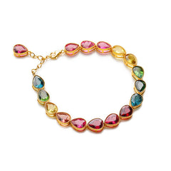 18K gold plated colored gemstone love bracelet-SL003