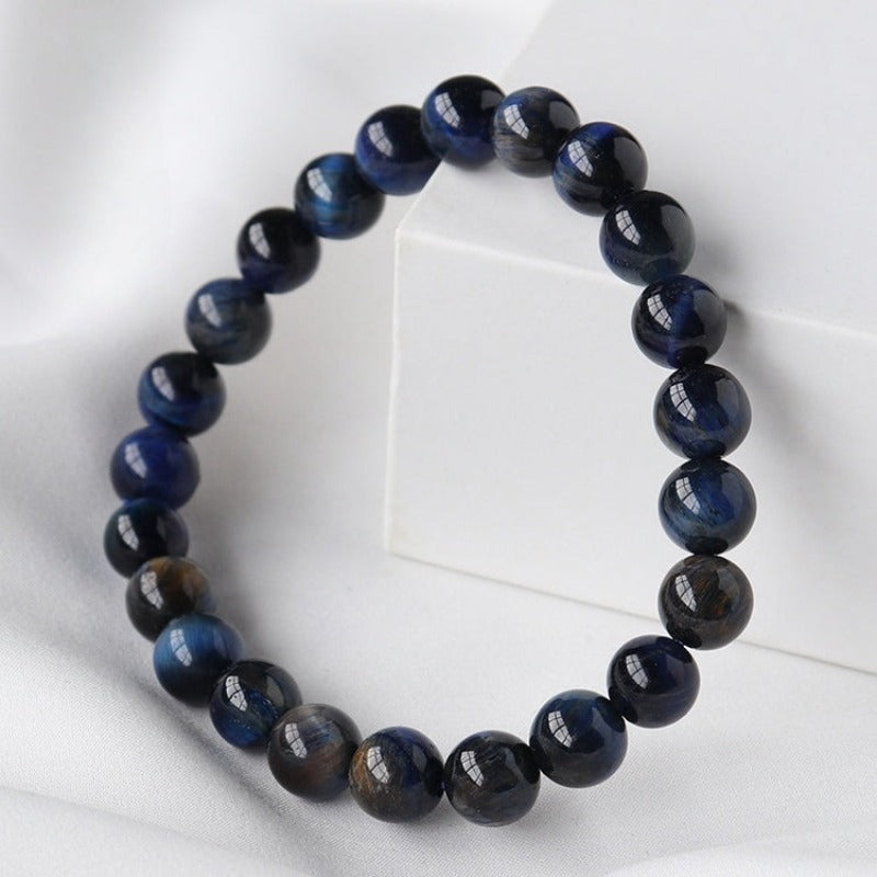 Natural blue gold tiger eyes Stone single circle beaded bracelet -20220530BGT