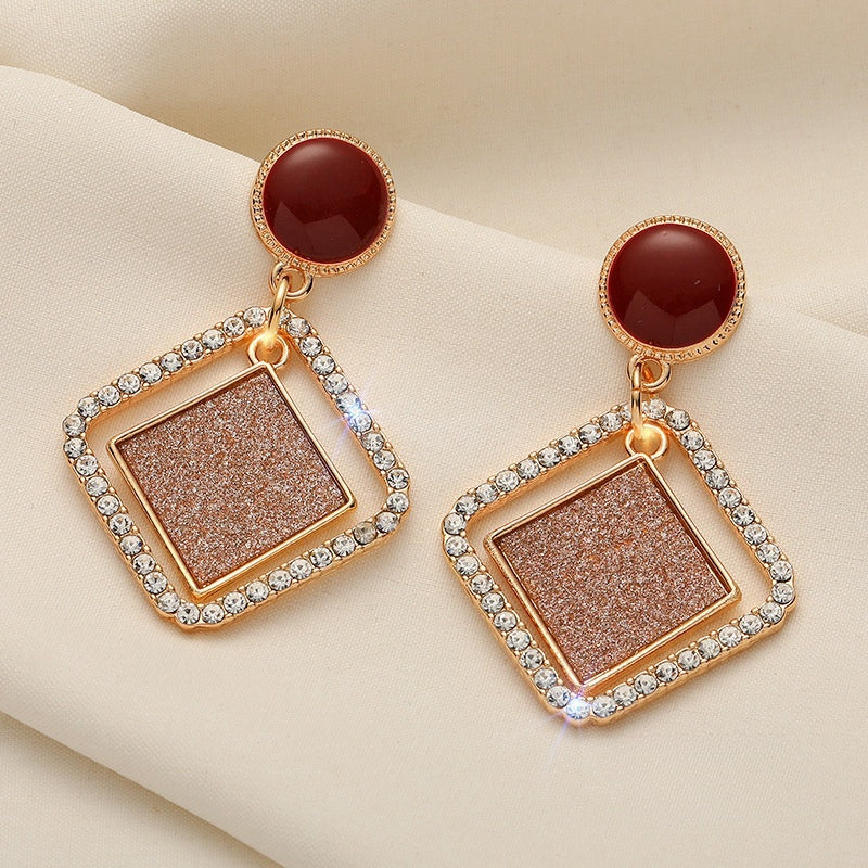S925 Silver Pin Pearl Square earrings -ER185