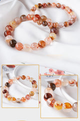 Natural crystal Red Hematoid Quartz beaded bracelet -20220530RHM