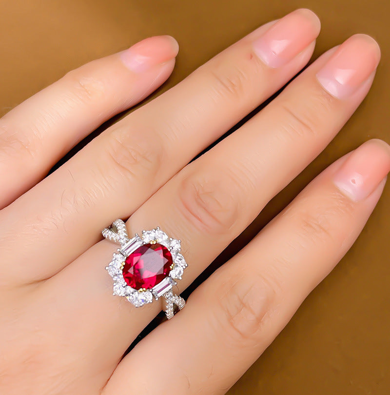 Luxury Pigeon Blood Red Full Diamond Ring -R2032