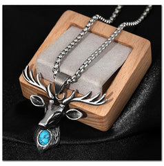 Vintage Elk Head Hip Hop Necklace -NE234