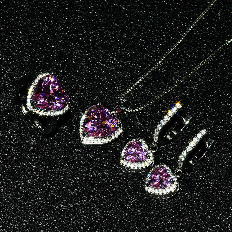 Luxury diamond Pink Crystal love earrings -E902