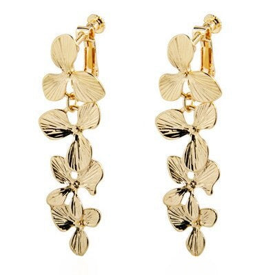 Golden Flower tassel ear clip -EC146