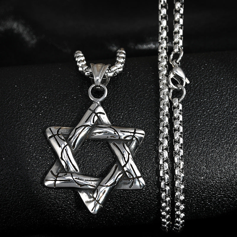 Hexagram titanium steel necklace for men and women -NE240