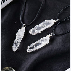 Natural white crystal single crystal silver silk necklace -20230128