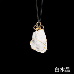 Natural white crystal raw stone necklace hanging ornaments -20220521WHI