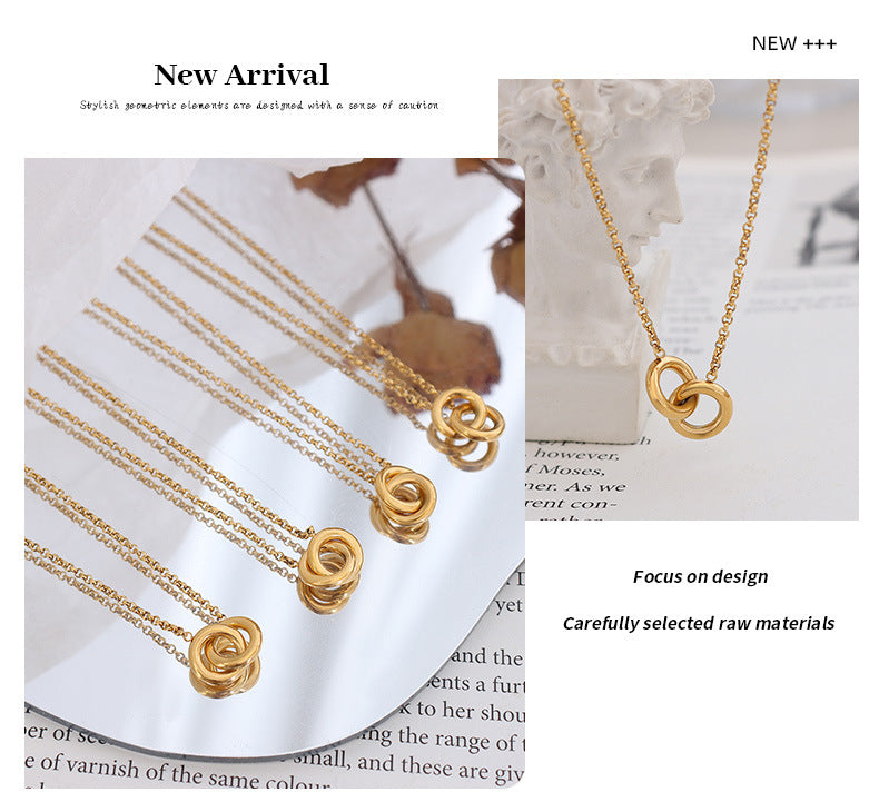 New gold-plated ring pendant necklace -NE306G