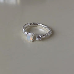 Moonstone Texture Open Premium Ring Lady -J1818S