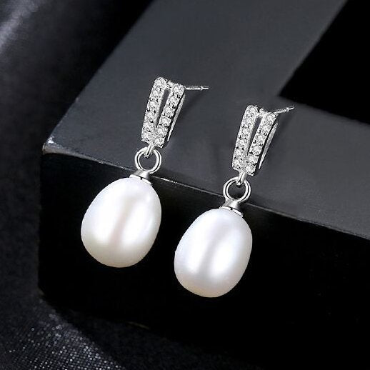 Fashion S925 Silver Natural Freshwater Pearl Stud earrings -FE9159