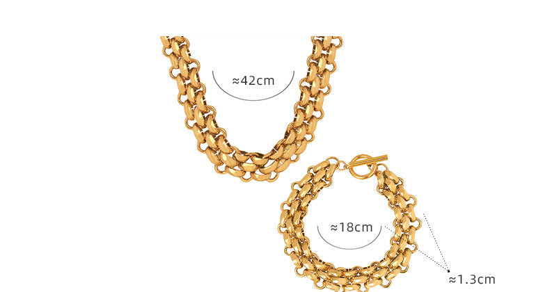 Buckle design thick chain gold plated bracelet -BL315G