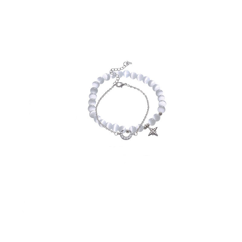 Light luxury Opal Diamond full moon titanium steel bracelet -S239S