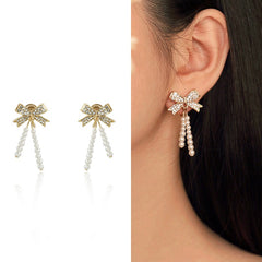 Pearl Bow ear clip -EC143