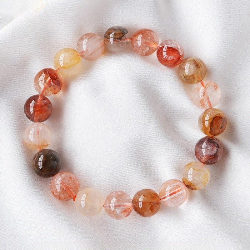 Natural crystal Red Hematoid Quartz beaded bracelet -20220530RHM