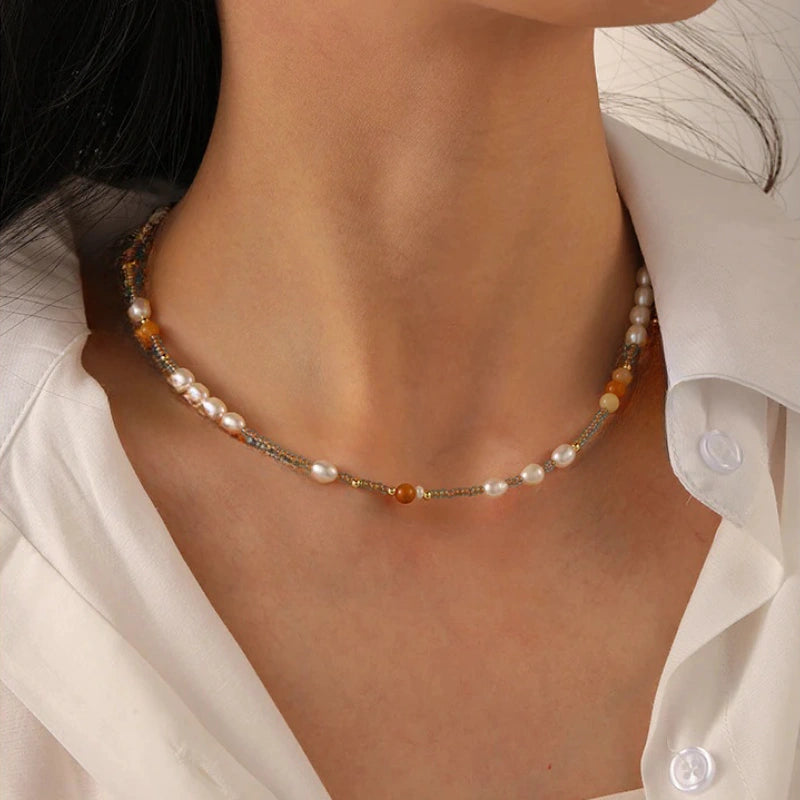 Freshwater Pearl Colored millet beaded Necklace -DMS00366W