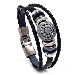 Men's woven cowhide bracelet -DK036L