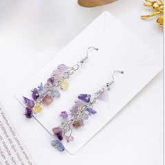 Natural crystal colorful fluorite gravel earrings -20230313COL