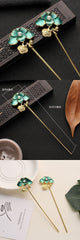 Dark green lotus hairpin Vintage single -HA226