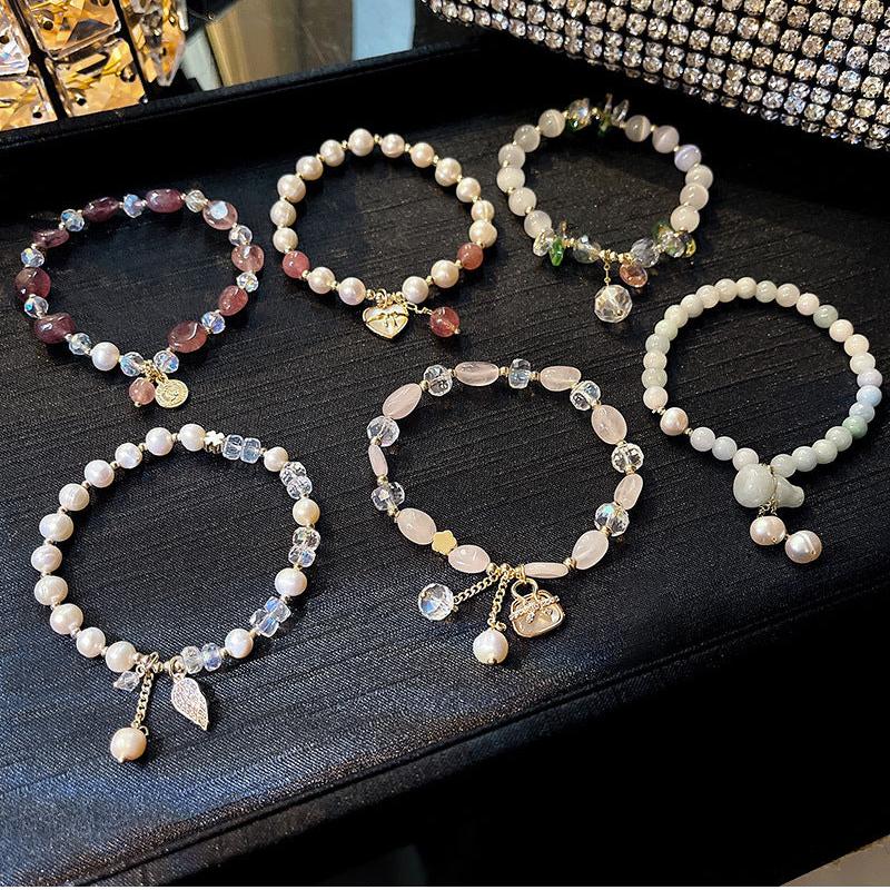 Low-key luxury Sachet Natural powder Crystal Beads Bracelet -S193G