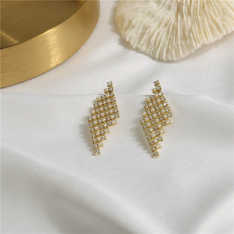 925 Silver needle fashion niche square stud earrings -LE005