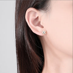 Delicate Snowflake 925 Silver Stud Earrings -SE21011612