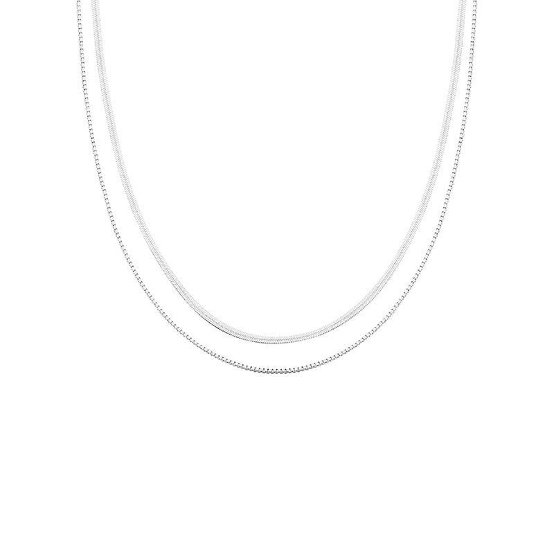 Double layer wear simple sterling silver clavicle chain -XL1231S