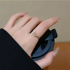 Heart Pearl Open Adjustable Ring Ring -J734G