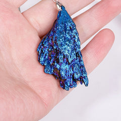 Black tourmaline plated blue pendant with silver chain -20191203